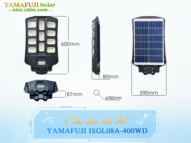 Cấu tạo chi tiết đèn năng lượng mặt trời Yamafuji ISGL08A-400W