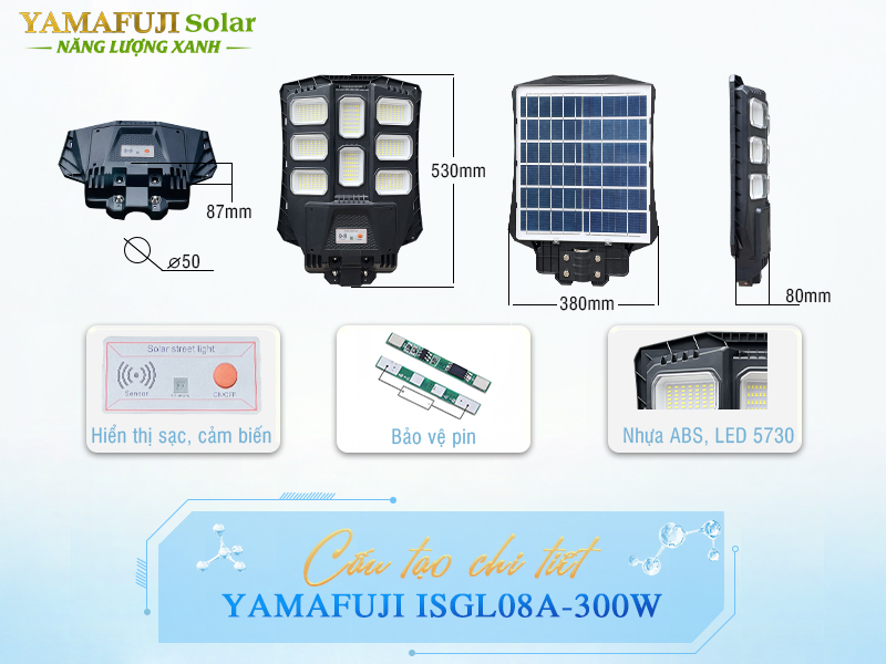 cấu tạo đèn năng lượng mặt trời Yamafuji Solar ISGL08A-300W