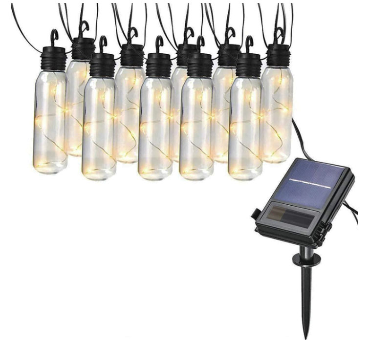 Đèn dây năng lượng mặt trời bóng chai gắn 5 bóng LED Đèn dây năng lượng mặt trời bóng chai gắn 5 bóng LED