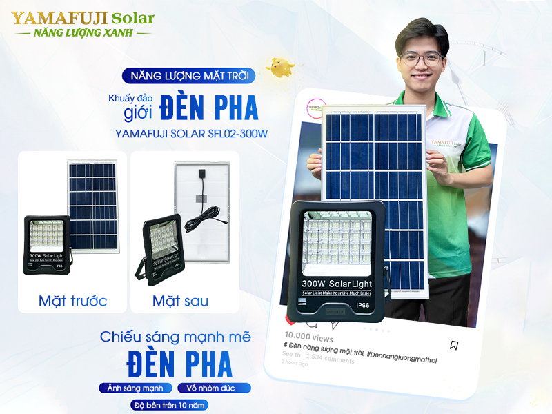 Đèn pha năng lượng mặt trời Yamafuji Solar SFL02-300W