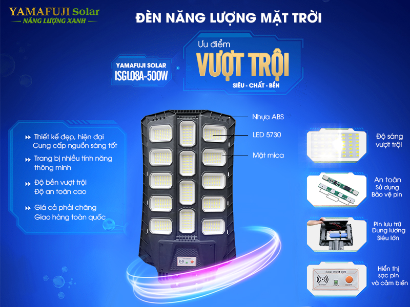 ưu điểm Đèn năng lượng mặt trời Yamafuji Solar ISGL08A-500W